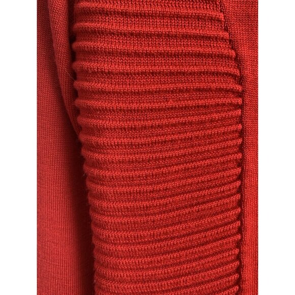 Marc NY Womens Wool Knit Red Ribbed Long Sleeved Sweater Dress 1/4Zip Size Large - Picture 5 of 11